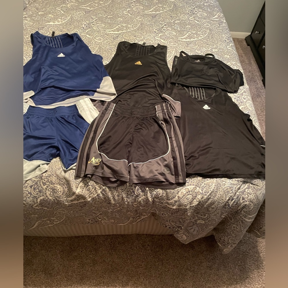 womens adidas running tanktop and shorts bundle